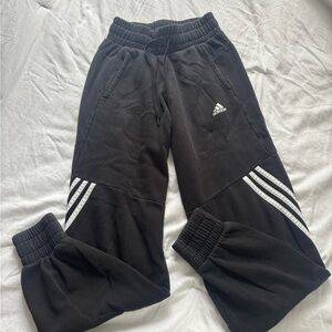 Adidas Black Joggers with White Stripes